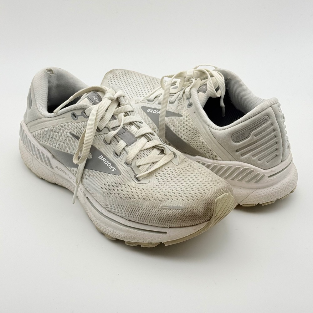 Brooks Adrenaline GTS 22 Running Shoes Womens 8 Grey White Support Sneakers
